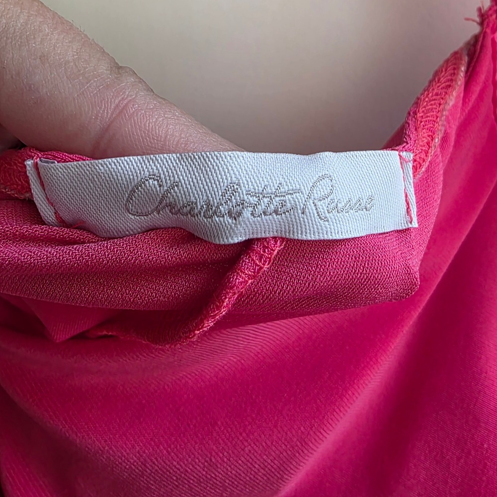 Charlotte Russe Hot Pink Beaded Halter Top Y2K Party Blouse Micro Mini Medium - Picture 5 of 8